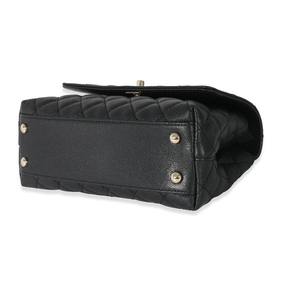 Chanel Black Caviar Quilted Small Coco Top Handle Flap Bag - Picture 7 of 8